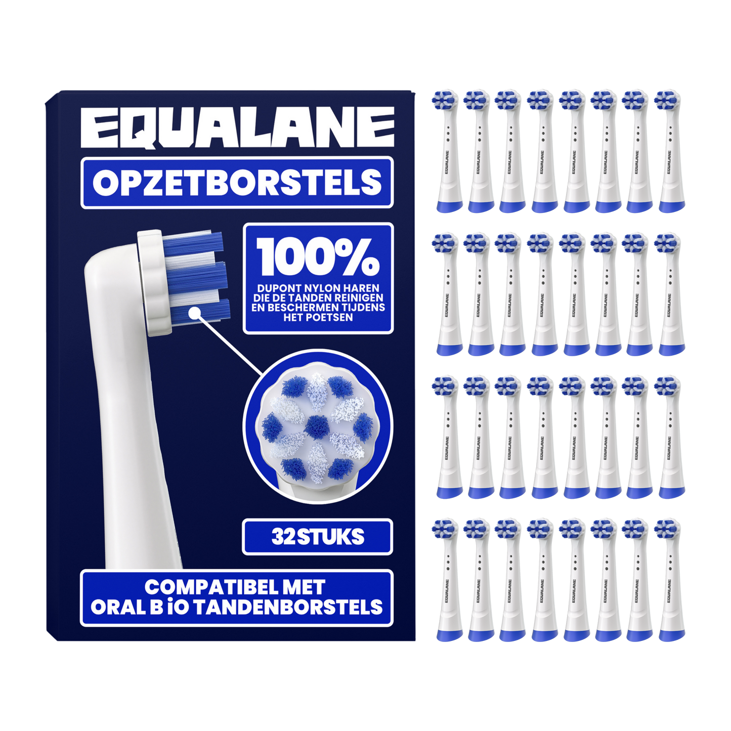 Opzetborstels geschikt voor Oral-B iO - Normale Borstelharen - Wit - 32 Stuks