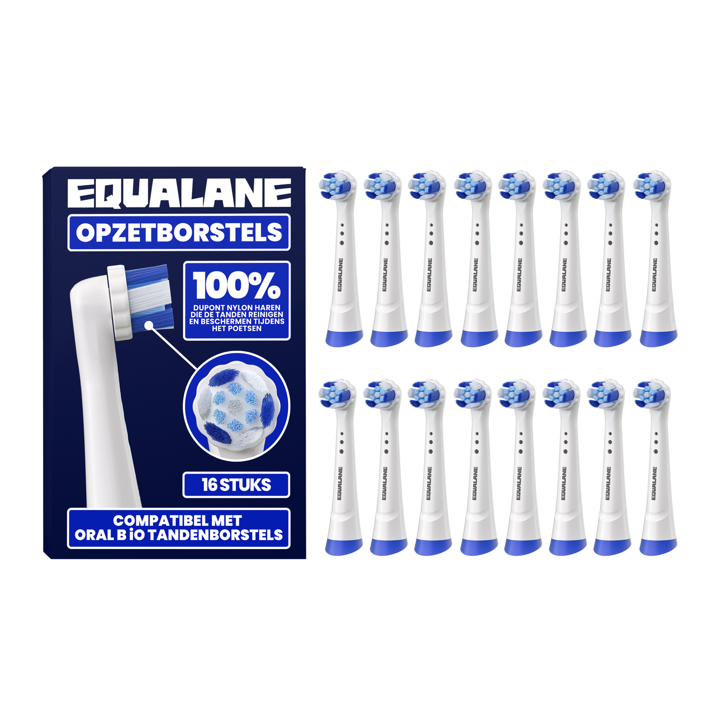 Opzetborstels geschikt voor Oral-B iO - Schuine Borstelharen - Wit - 16 Stuks