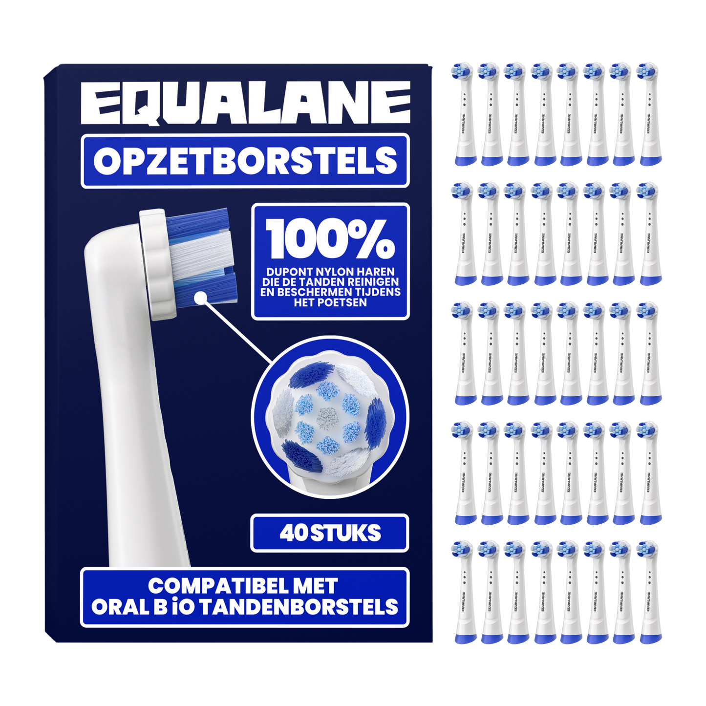 Opzetborstels geschikt voor Oral-B iO - Schuine Borstelharen - Wit - 40 Stuks