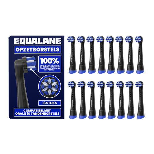 Opzetborstels geschikt voor Oral-B iO - Normale Borstelharen - Zwart - 16 Stuks