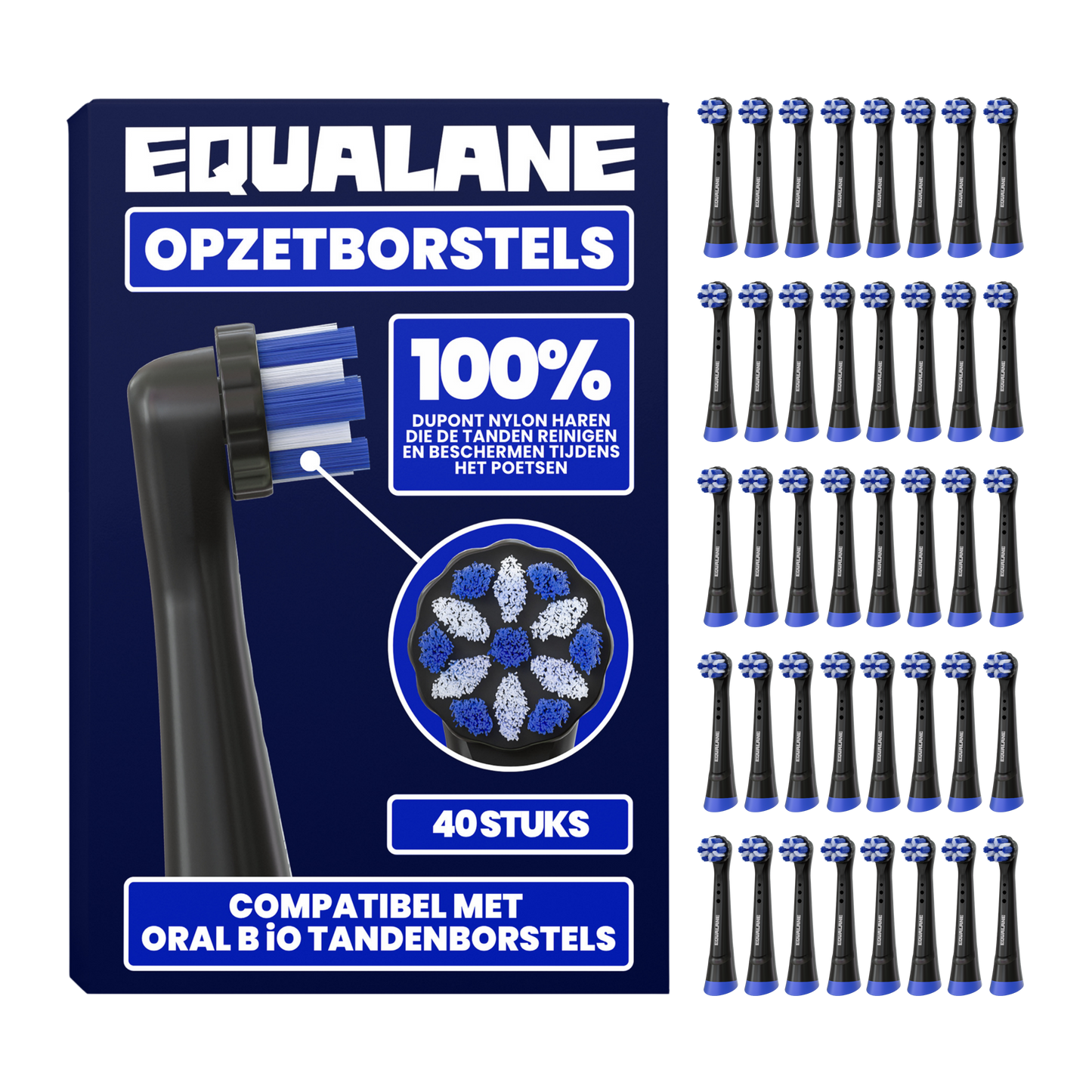 Opzetborstels geschikt voor Oral-B iO - Normale Borstelharen - Zwart - 40 Stuks