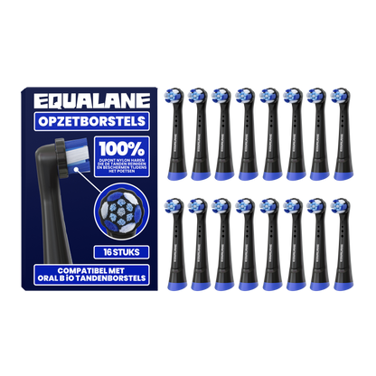 Opzetborstels geschikt voor Oral-B iO - Schuine Borstelharen - Zwart - 16 Stuks