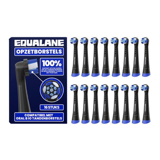 Opzetborstels geschikt voor Oral-B iO - Schuine Borstelharen - Zwart - 16 Stuks