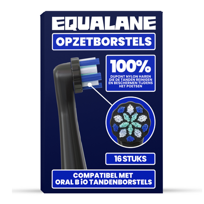 Opzetborstels geschikt voor Oral B iO tandenborstels - Zachte Borstelharen - Zwart - 16 Stuks