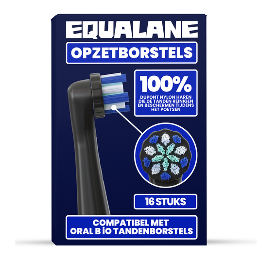 Opzetborstels geschikt voor Oral B iO tandenborstels - Zachte Borstelharen - Zwart - 16 Stuks