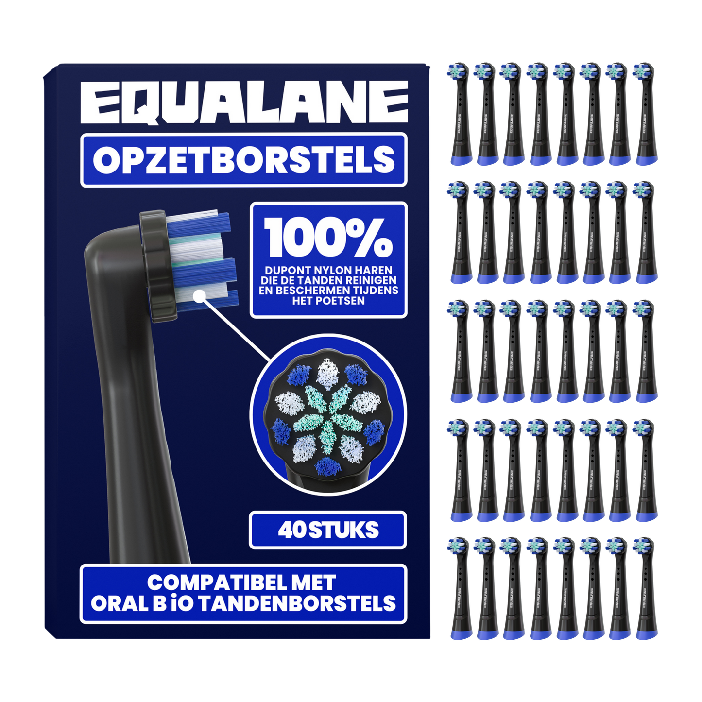 Opzetborstels geschikt voor Oral-B iO - Zachte Borstelharen - Zwart - 40 Stuks