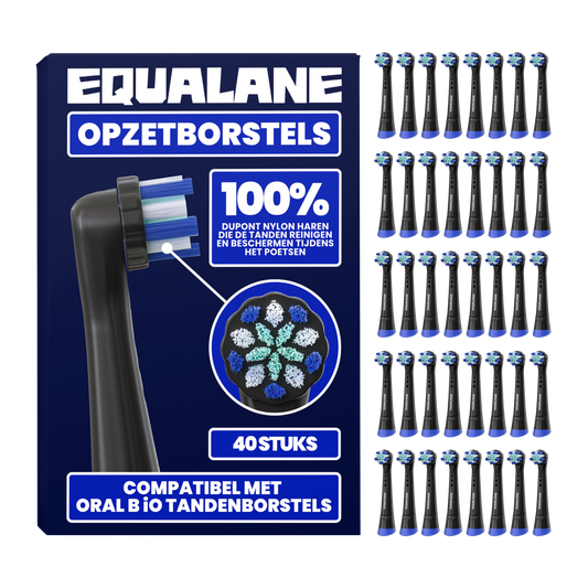 Opzetborstels geschikt voor Oral-B iO - Zachte Borstelharen - Zwart - 40 Stuks