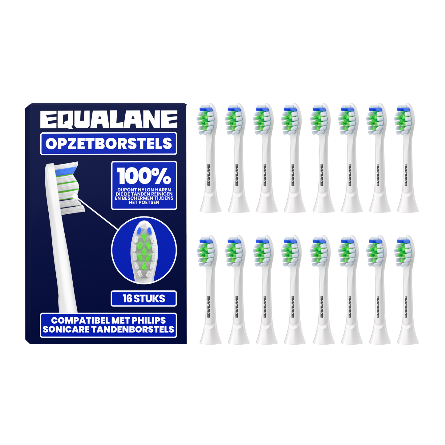 Opzetborstels geschikt voor Philips Sonicare - Normale Borstelharen - Wit - 16 Stuks