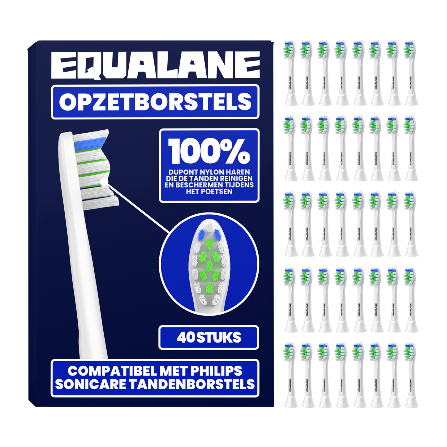 Opzetborstels geschikt voor Philips Sonicare - Normale Borstelharen - Wit - 40 Stuks