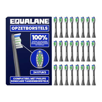 Opzetborstels geschikt voor Philips Sonicare - Normale Borstelharen - Zwart - 24 Stuks