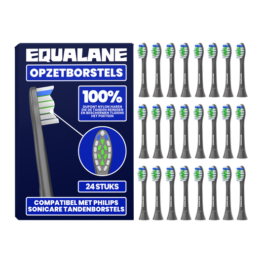 Opzetborstels geschikt voor Philips Sonicare - Normale Borstelharen - Zwart - 24 Stuks