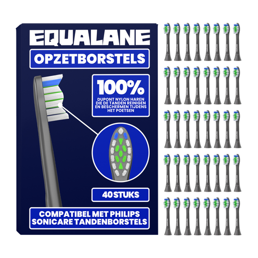 Opzetborstels geschikt voor Philips Sonicare - Normale Borstelharen - Zwart - 40 Stuks