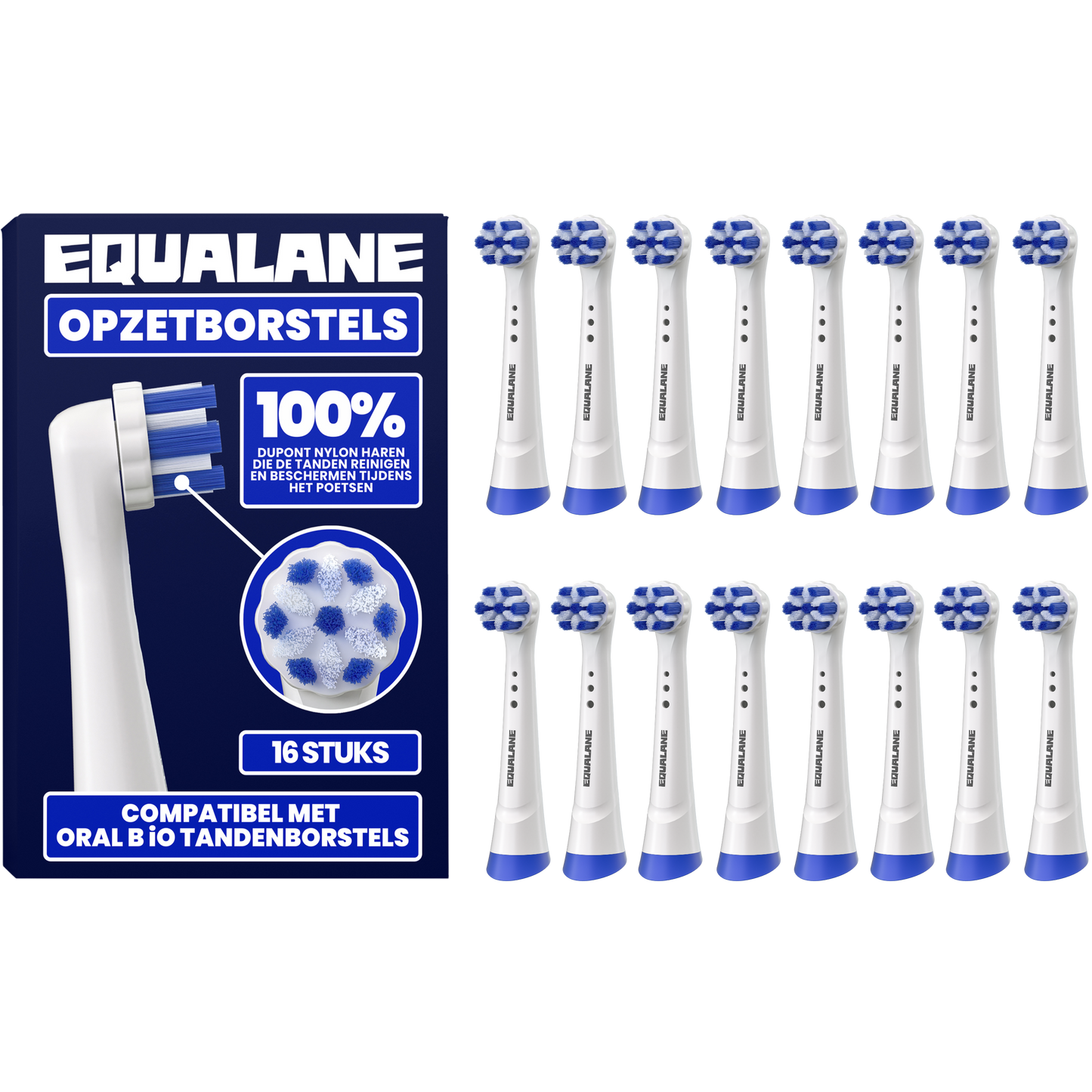 Opzetborstels geschikt voor Oral B iO tandenborstels - Normale Borstelharen - Wit - 16 Stuks