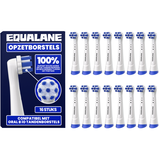 Opzetborstels geschikt voor Oral B iO tandenborstels - Normale Borstelharen - Wit - 16 Stuks