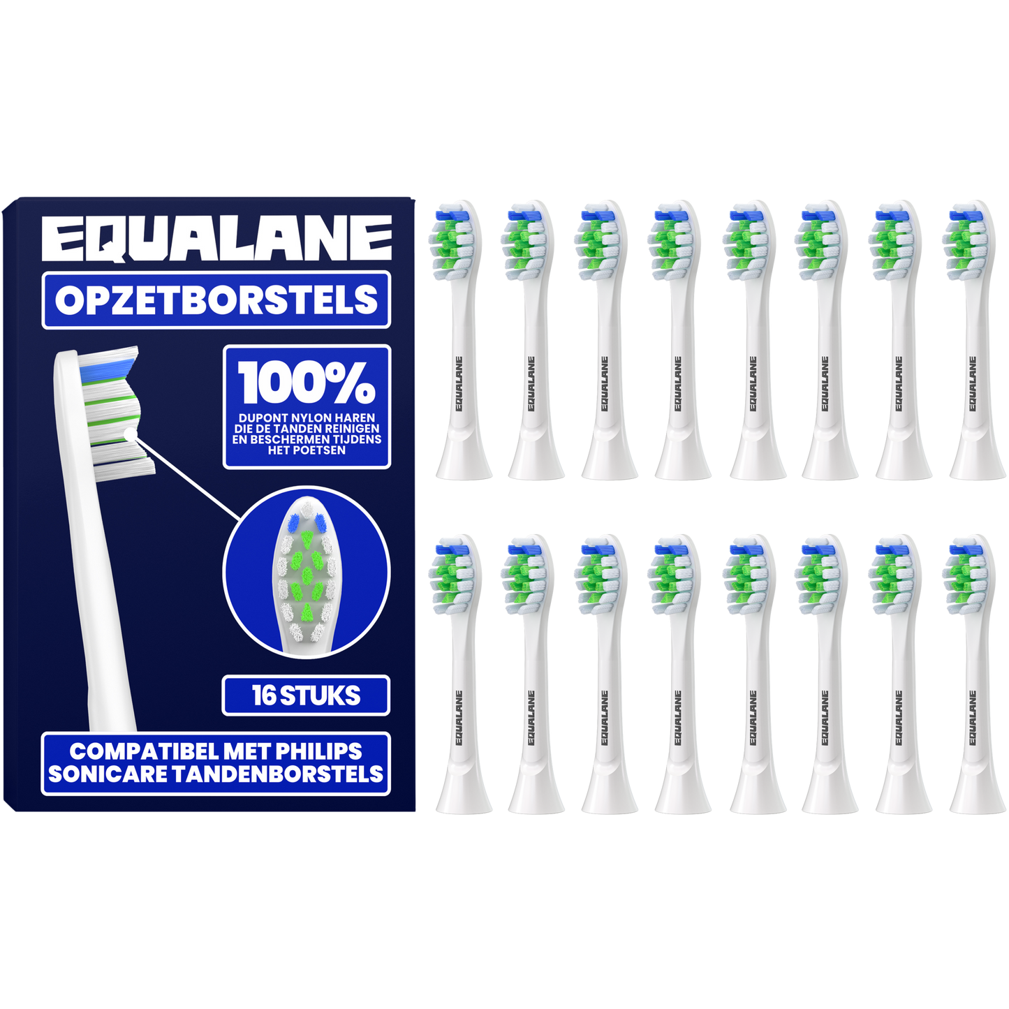Opzetborstels geschikt voor Philips Sonicare tandenborstels - Normale Borstelharen - Wit - 16 Stuks