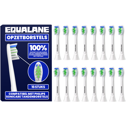 Opzetborstels geschikt voor Philips Sonicare tandenborstels - Normale Borstelharen - Wit - 16 Stuks
