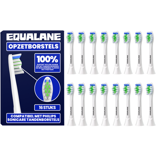 Opzetborstels geschikt voor Philips Sonicare tandenborstels - Normale Borstelharen - Wit - 16 Stuks