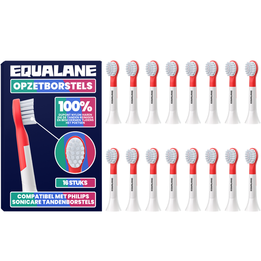 Opzetborstels geschikt voor Philips Sonicare Kids Tandenborstels - Zachte Borstelharen - Rood - 16 Stuks
