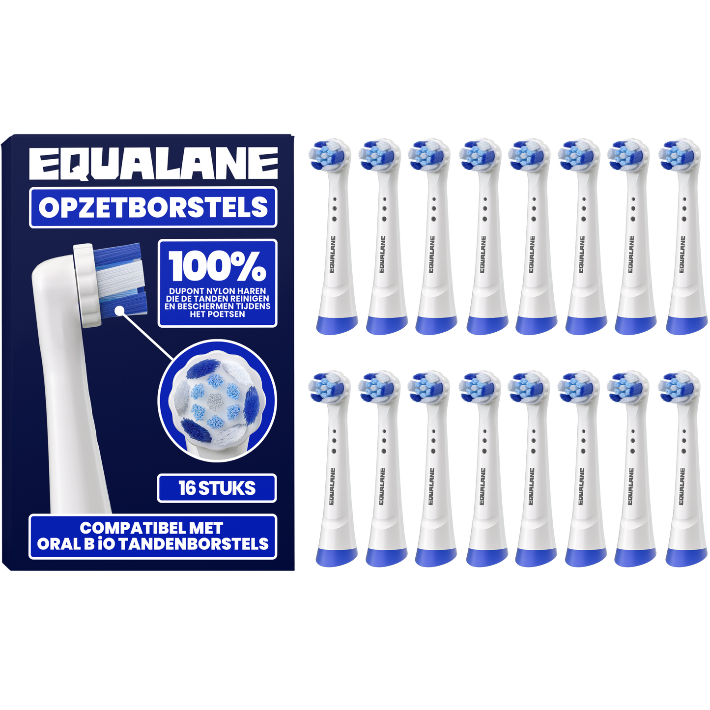 Opzetborstels geschikt voor Oral B iO tandenborstels - Schuine Borstelharen - Wit - 16 Stuks