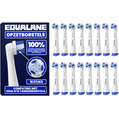 Opzetborstels geschikt voor Oral B iO tandenborstels - Schuine Borstelharen - Wit - 16 Stuks