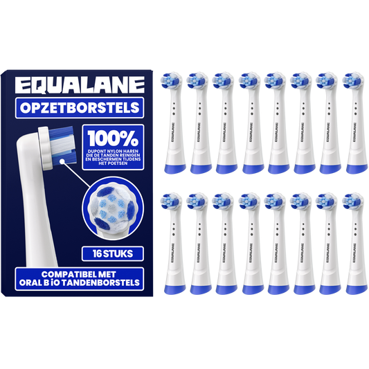 Opzetborstels geschikt voor Oral B iO tandenborstels - Schuine Borstelharen - Wit - 16 Stuks