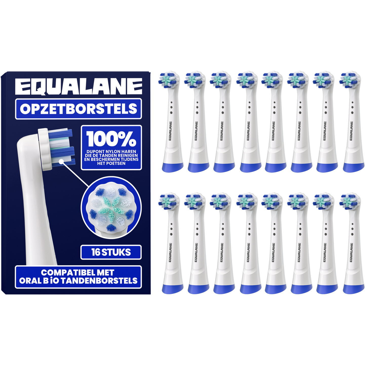 Opzetborstels geschikt voor Oral B iO tandenborstels - Zachte Borstelharen - Wit - 16 Stuks