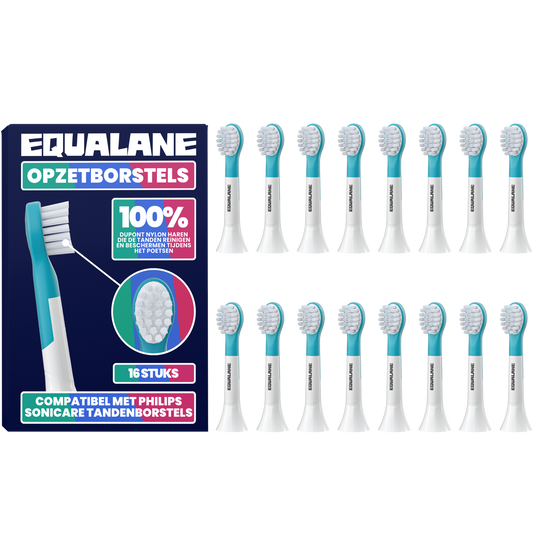 Opzetborstels geschikt voor Philips Sonicare Kids Tandenborstels - Zachte Borstelharen - Blauw - 16 Stuks