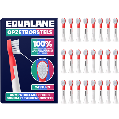 Opzetborstels geschikt voor Philips Sonicare Kids Tandenborstels - Zachte Borstelharen - Rood - 24 Stuks
