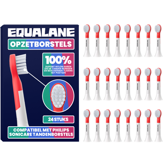 Opzetborstels geschikt voor Philips Sonicare Kids Tandenborstels - Zachte Borstelharen - Rood - 24 Stuks