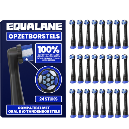 Opzetborstels geschikt voor Oral B iO tandenborstels - Schuine Borstelharen - Zwart - 24 Stuks