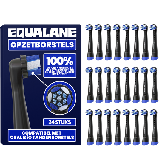 Opzetborstels geschikt voor Oral B iO tandenborstels - Schuine Borstelharen - Zwart - 24 Stuks