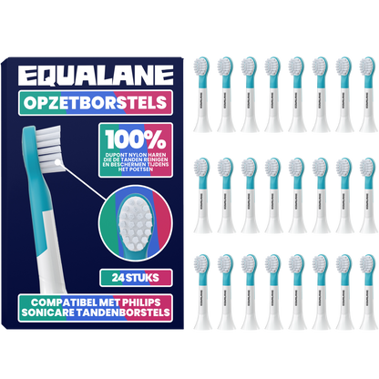 Opzetborstels geschikt voor Philips Sonicare Kids Tandenborstels - Zachte Borstelharen - Blauw - 24 Stuks