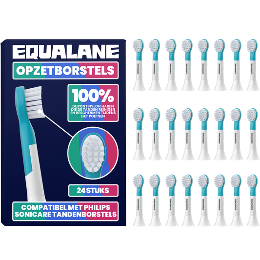 Opzetborstels geschikt voor Philips Sonicare Kids Tandenborstels - Zachte Borstelharen - Blauw - 24 Stuks