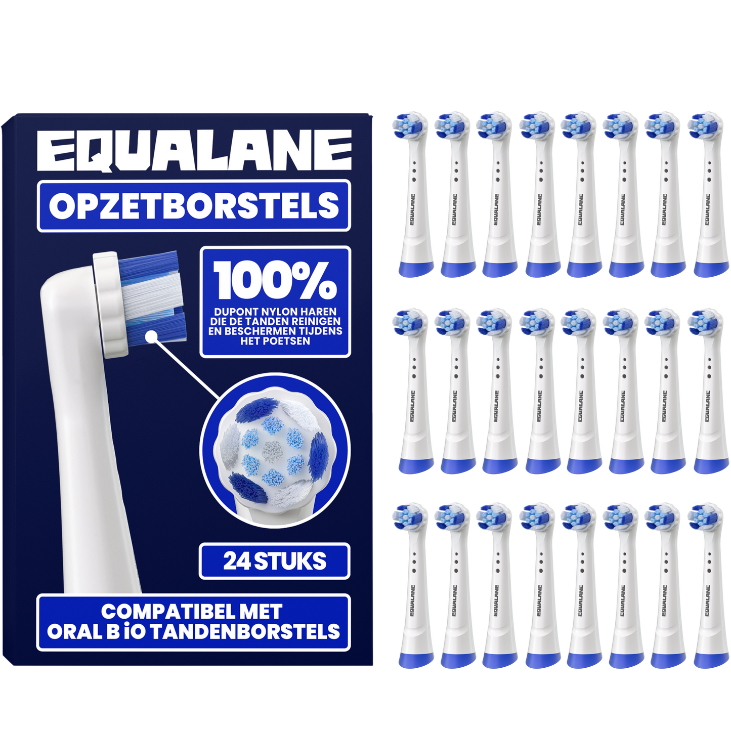 Opzetborstels geschikt voor Oral B iO tandenborstels - Schuine Borstelharen - Wit - 24 Stuks