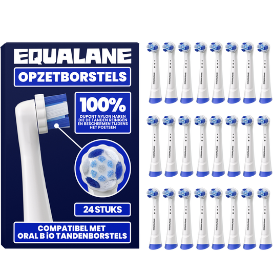 Opzetborstels geschikt voor Oral B iO tandenborstels - Schuine Borstelharen - Wit - 24 Stuks