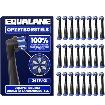 Opzetborstels geschikt voor Oral B iO tandenborstels - Normale Borstelharen - Zwart - 24 Stuks