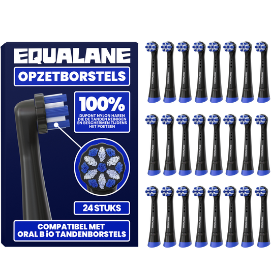 Opzetborstels geschikt voor Oral B iO tandenborstels - Normale Borstelharen - Zwart - 24 Stuks
