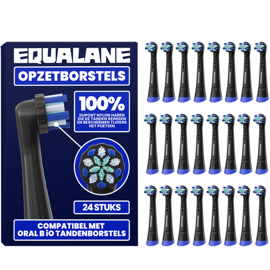 Opzetborstels geschikt voor Oral B iO tandenborstels - Zachte Borstelharen - Zwart - 24 Stuks