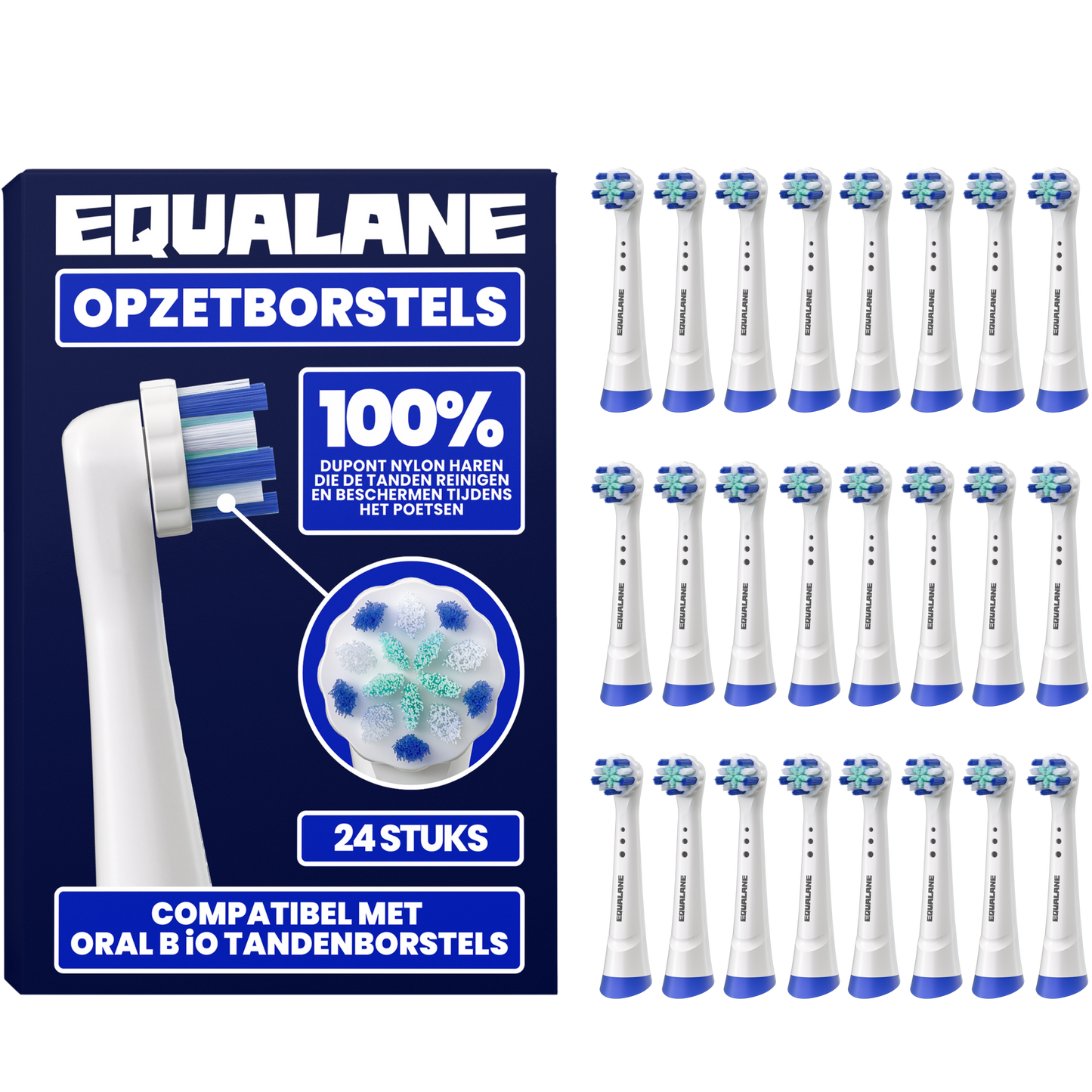 Opzetborstels geschikt voor Oral B iO tandenborstels - Zachte Borstelharen - Wit - 24 Stuks