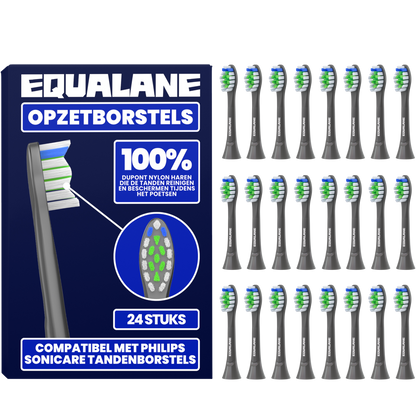 Opzetborstels geschikt voor Philips Sonicare tandenborstels - Normale Borstelharen - Zwart - 24 Stuks