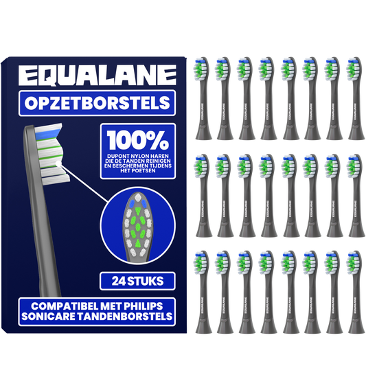 Opzetborstels geschikt voor Philips Sonicare tandenborstels - Normale Borstelharen - Zwart - 24 Stuks