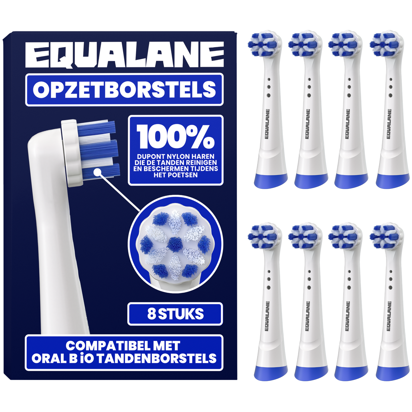 Opzetborstels geschikt voor Oral B iO tandenborstels - Normale Borstelharen - Wit - 8 Stuks