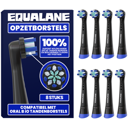 Opzetborstels geschikt voor Oral B iO tandenborstels - Zachte Borstelharen - Zwart - 8 Stuks