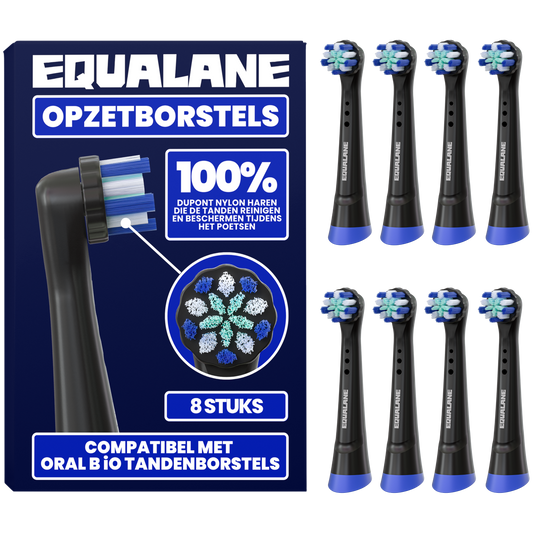 Opzetborstels geschikt voor Oral B iO tandenborstels - Zachte Borstelharen - Zwart - 8 Stuks
