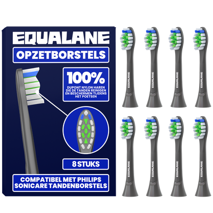 Opzetborstels geschikt voor Philips Sonicare tandenborstels - Normale Borstelharen - Zwart - 8 Stuks