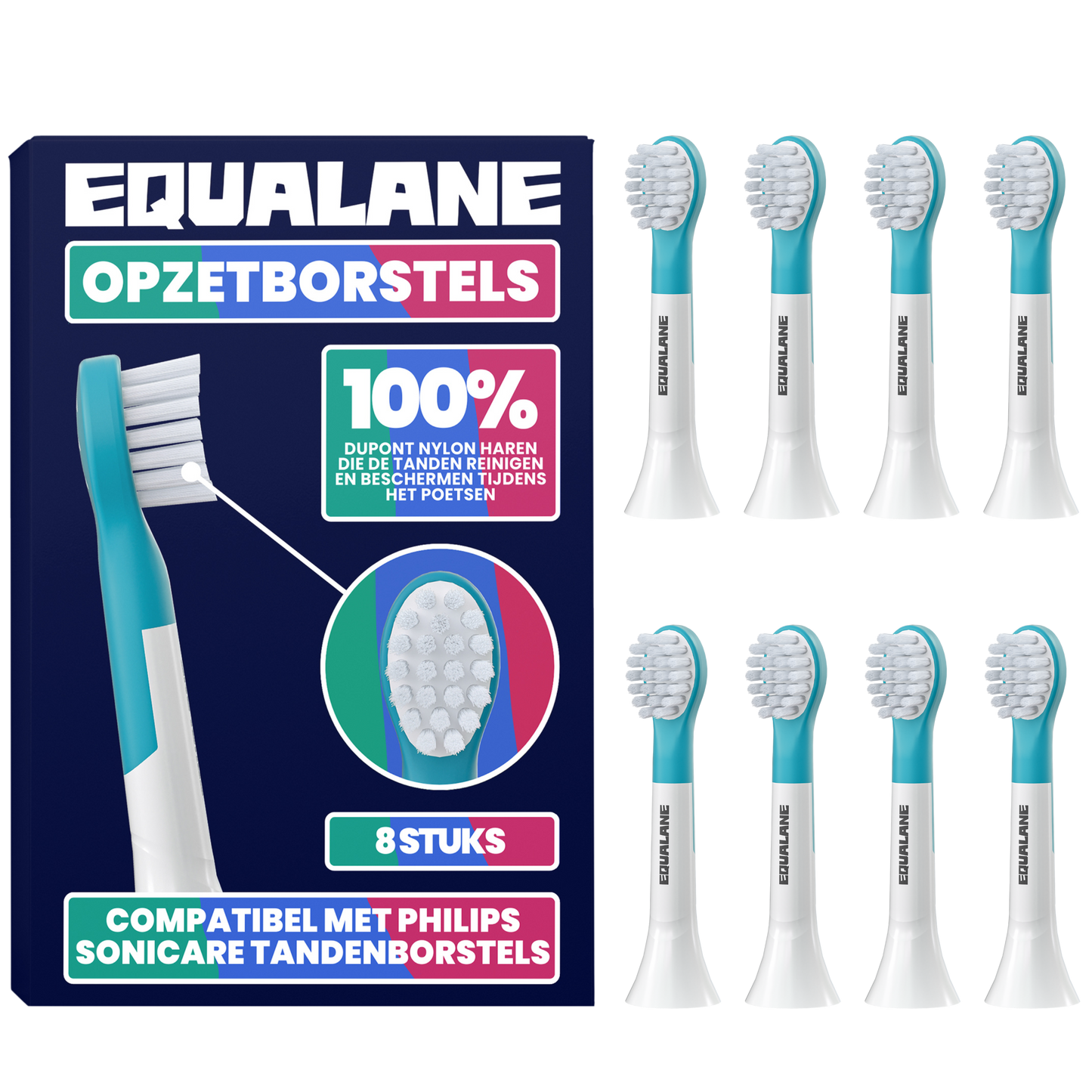 Opzetborstels geschikt voor Philips Sonicare Kids Tandenborstels - Zachte Borstelharen - Blauw - 8 Stuks