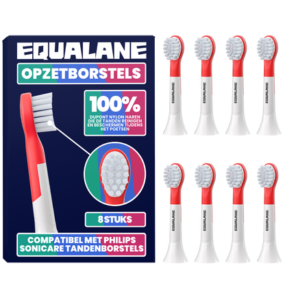 Opzetborstels geschikt voor Philips Sonicare Kids Tandenborstels - Zachte Borstelharen - Rood - 8 Stuks