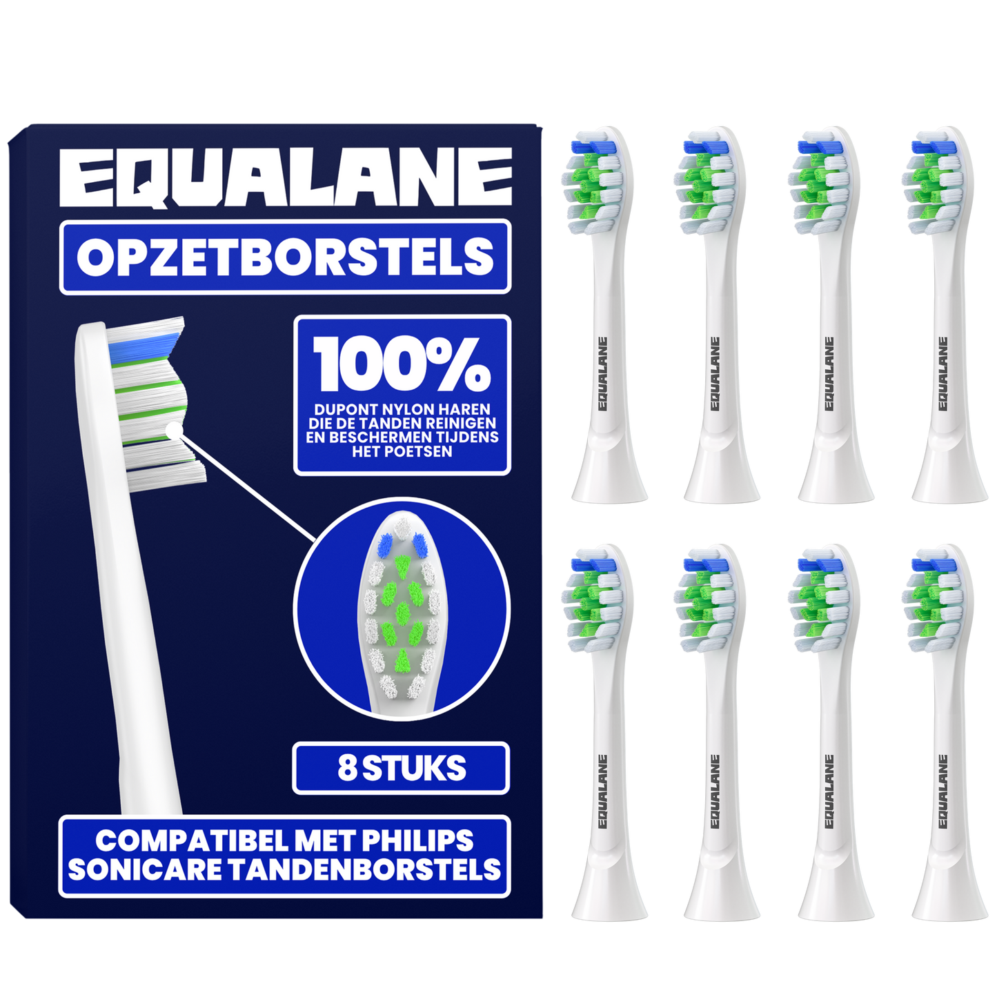 Opzetborstels geschikt voor Philips Sonicare tandenborstels - Normale Borstelharen - Wit - 8 Stuks