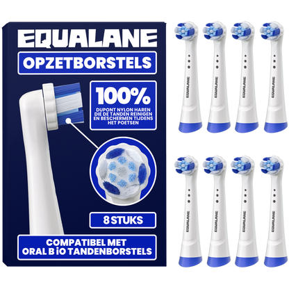Opzetborstels geschikt voor Oral B iO tandenborstels - Schuine Borstelharen - Wit - 8 Stuks