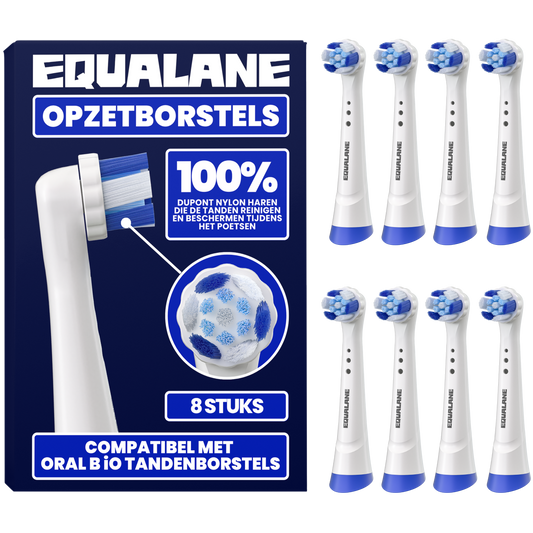 Opzetborstels geschikt voor Oral B iO tandenborstels - Schuine Borstelharen - Wit - 8 Stuks